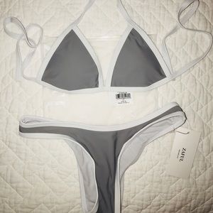 ZAFUL GRAY/WHITE BIKINI SET
